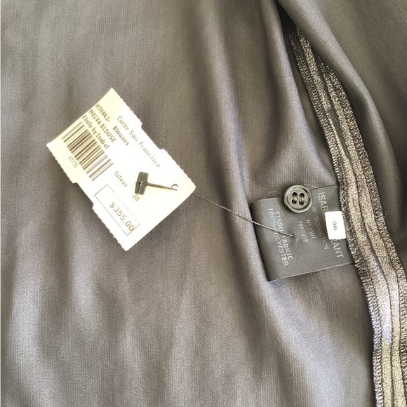 Étoile Isabel Marant Melva Blouse Metallic Grey Long Sleeve Blouse SZ 6/38 - Picture 10 of 11